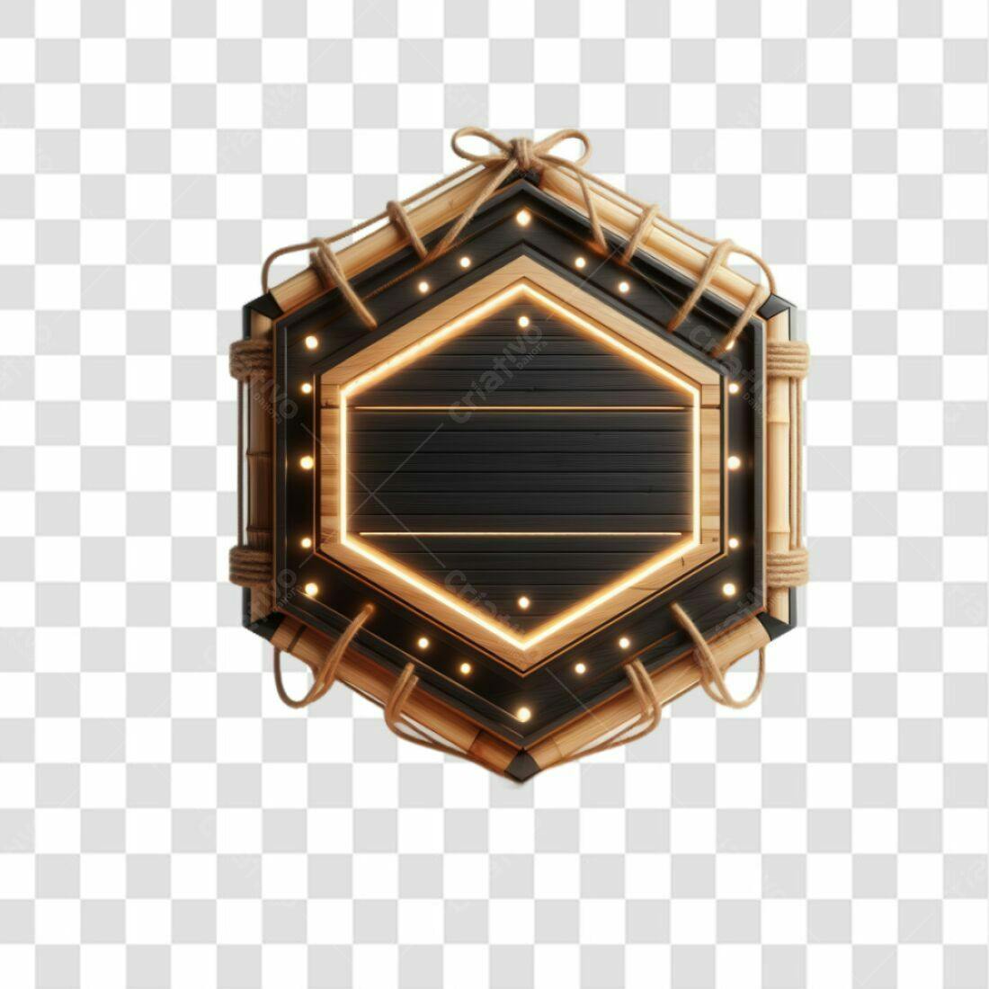 Selo Hexagonal Madeira PNG com fundo transparente