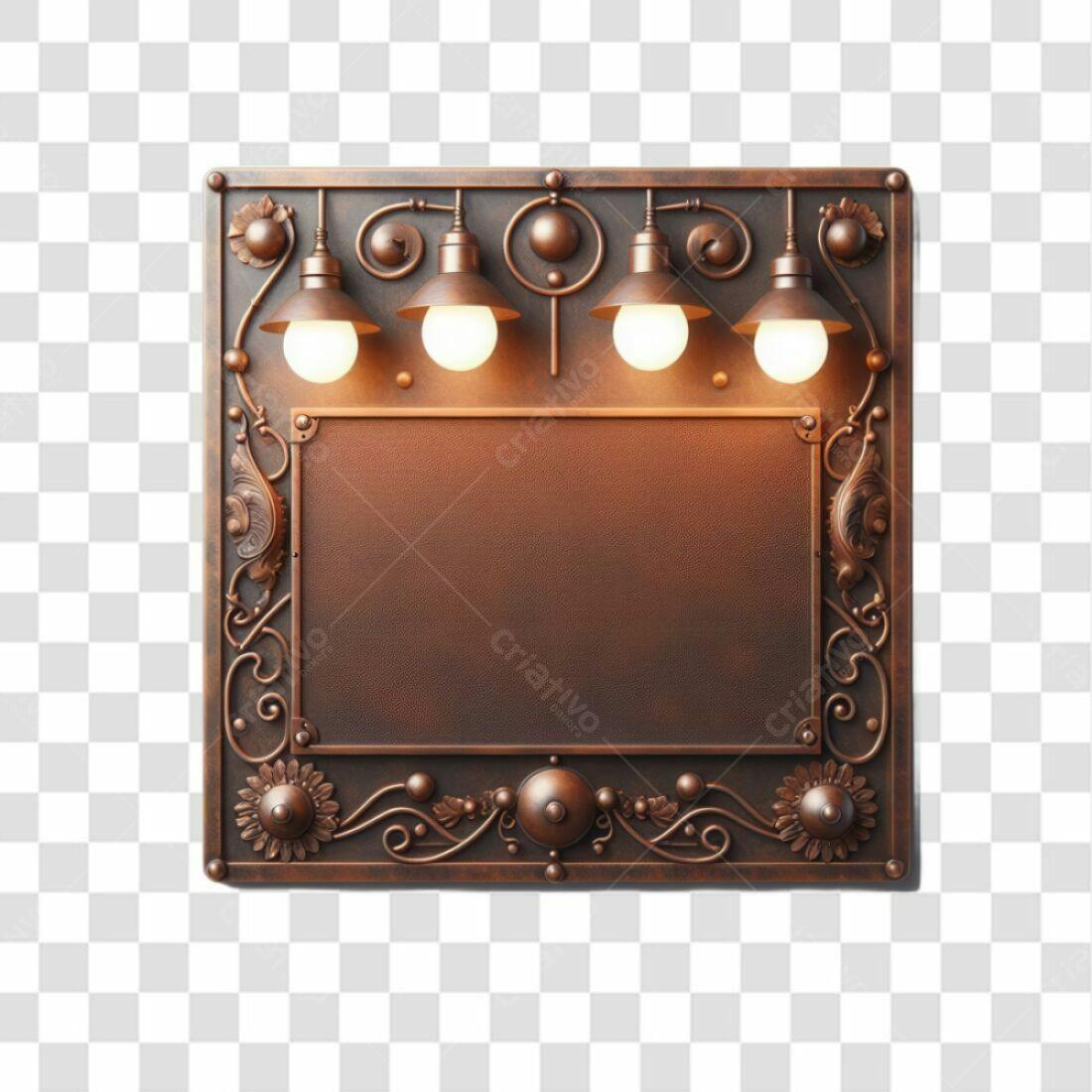 Placa decorativa com lâmpadas PNG com fundo transparente