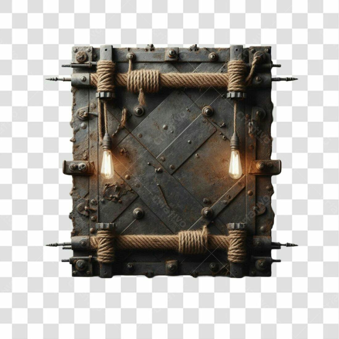 Icone Industrial Porta Antiga com Lâmpadas PNG com fundo transparente