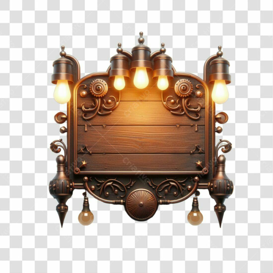 Placa de Madeira Vintage PNG com fundo transparente