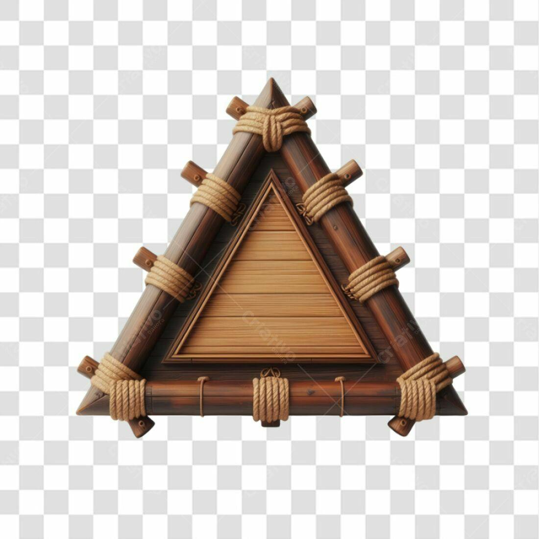Quadro Triangular em Madeira PNG com fundo transparente
