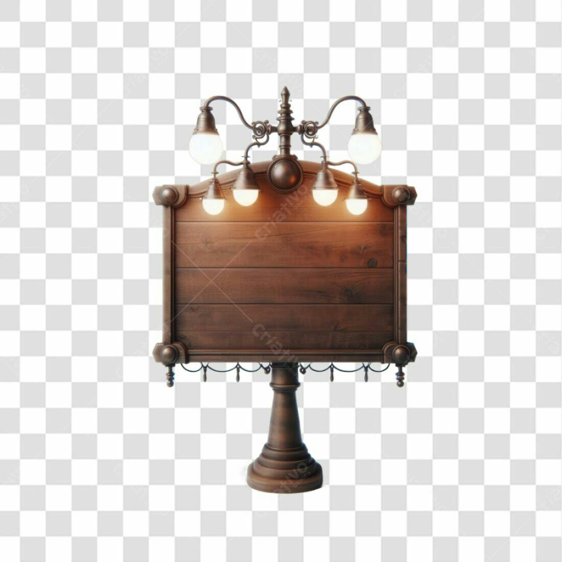 Placa de Madeira Iluminada PNG com fundo transparente
