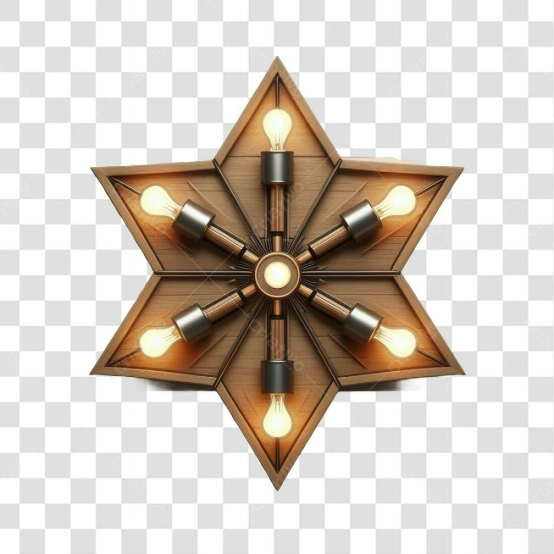 Icone Natalino Estrela de Madeira PNG com fundo transparente