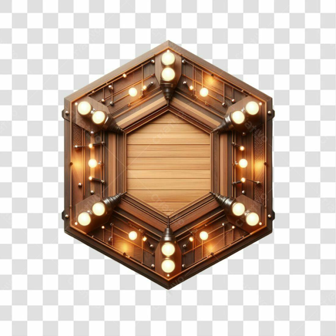 Moldura Hexagonal Vintage PNG com fundo transparente