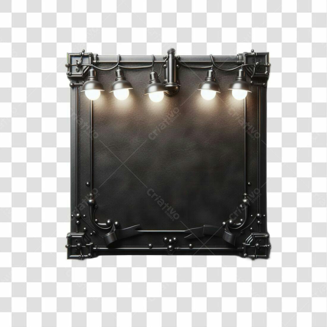 Quadro Negro com Lâmpadas PNG com fundo transparente