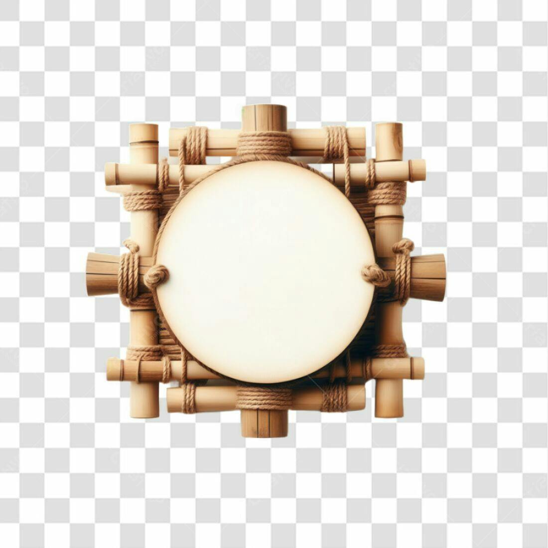 Moldura redonda bambu PNG com fundo transparente