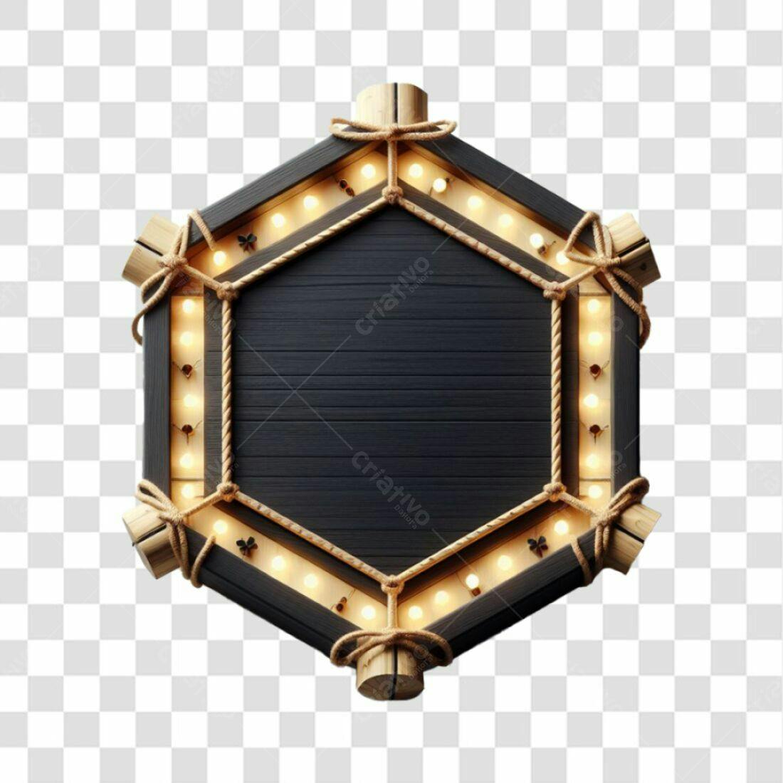 Moldura Hexagonal com Luzes PNG com fundo transparente