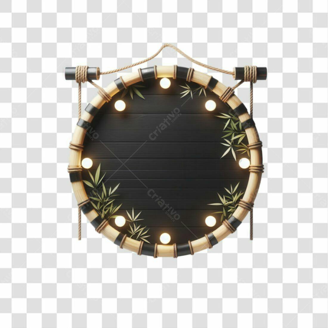 Placa de Madeira Redonda PNG com fundo transparente