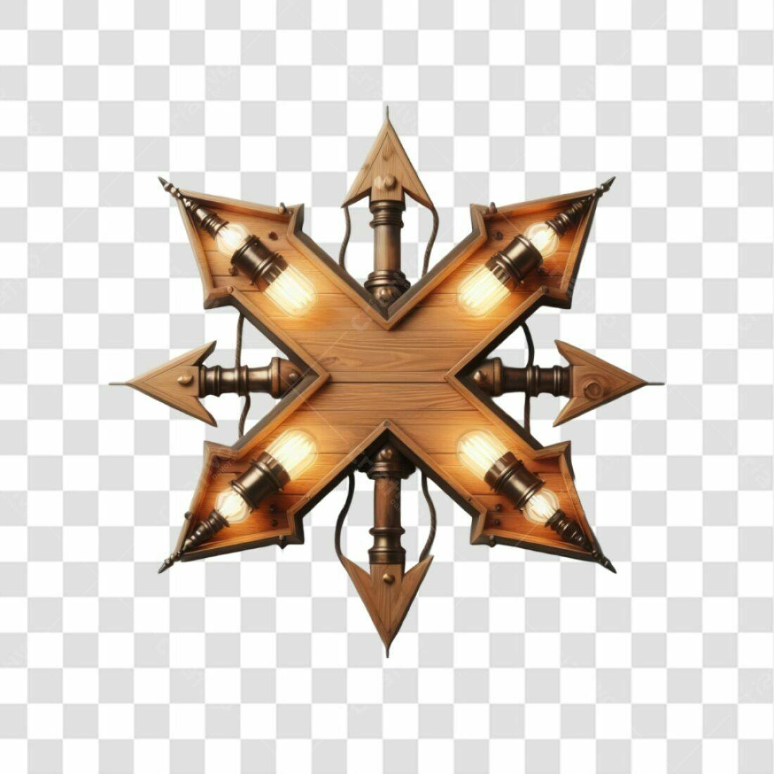 Ícone X madeira steampunk PNG com fundo transparente