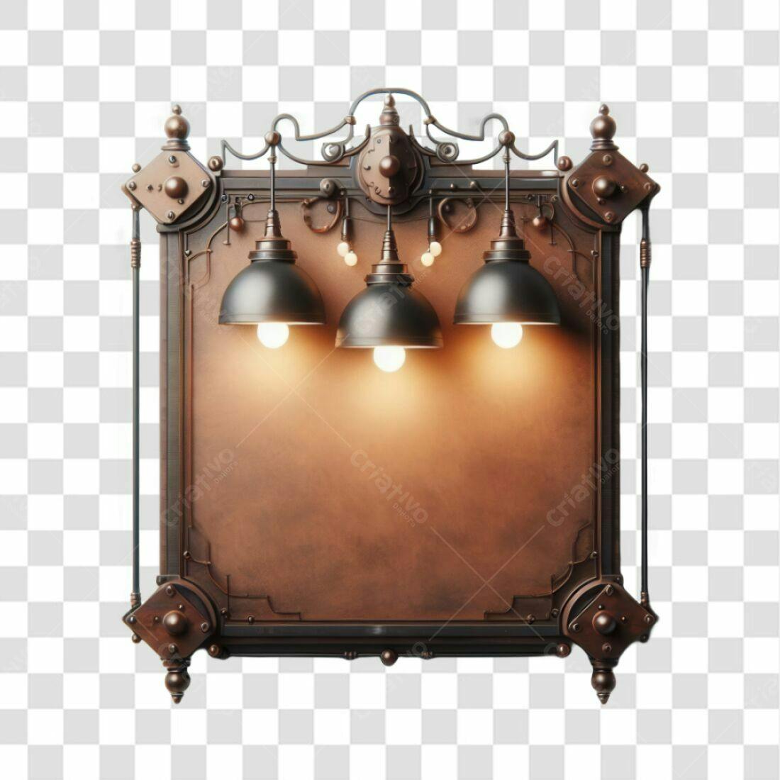 Quadro estilo steampunk PNG com fundo transparente