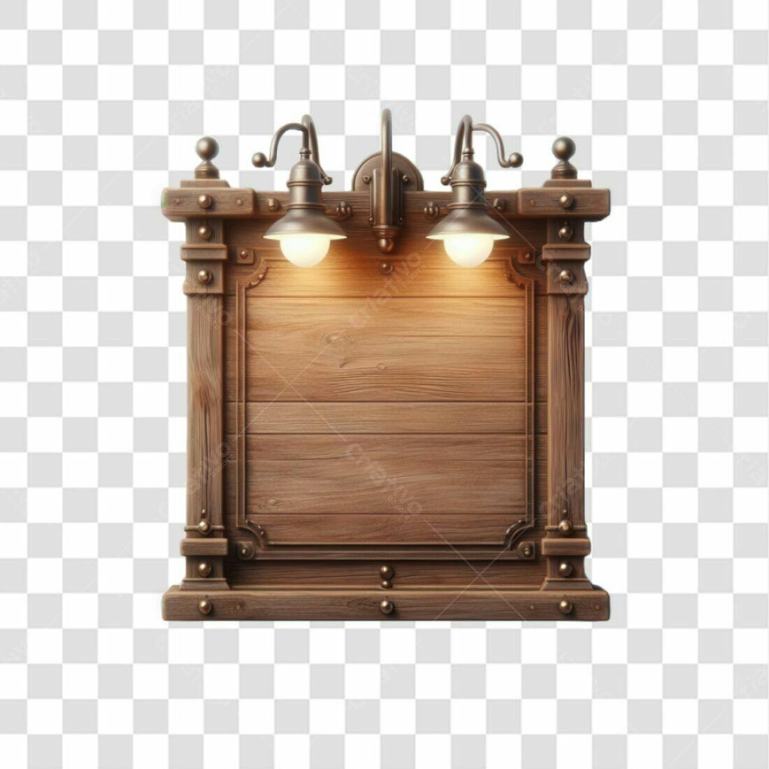 Placa de Madeira estilo Vintage PNG com fundo transparente