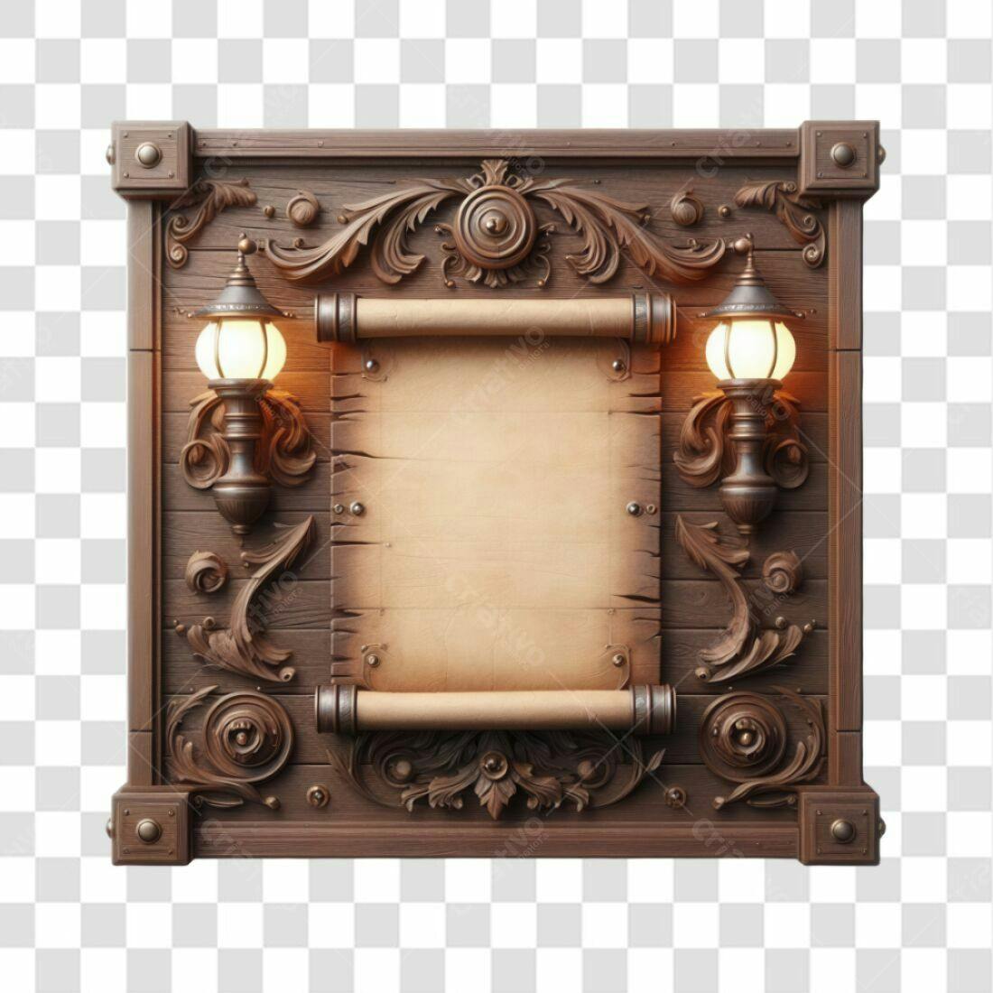 Quadro antigo PNG com fundo transparente