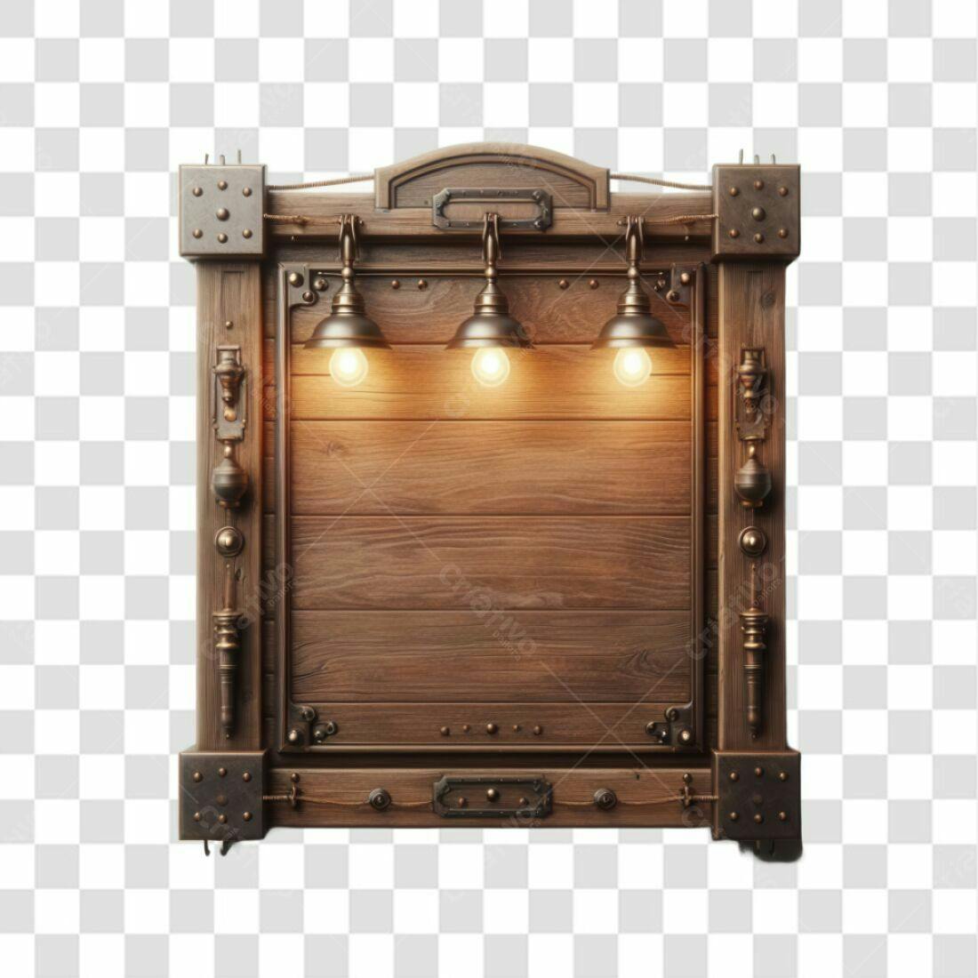 Placa de Madeira Vintage PNG com fundo transparente