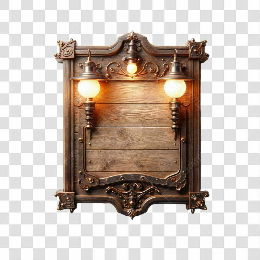 Placa de Madeira Vintage PNG com fundo transparente