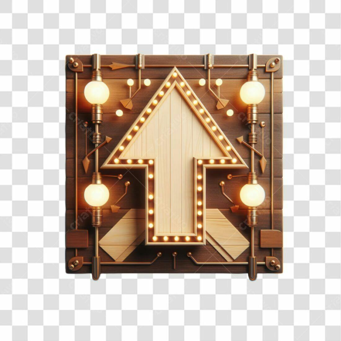 Ícone Seta para cima estilo steampunk PNG com fundo transparente
