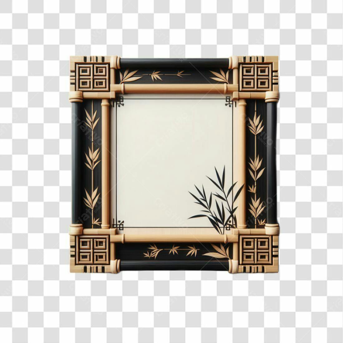 Moldura PNG com fundo transparente estilo bambu