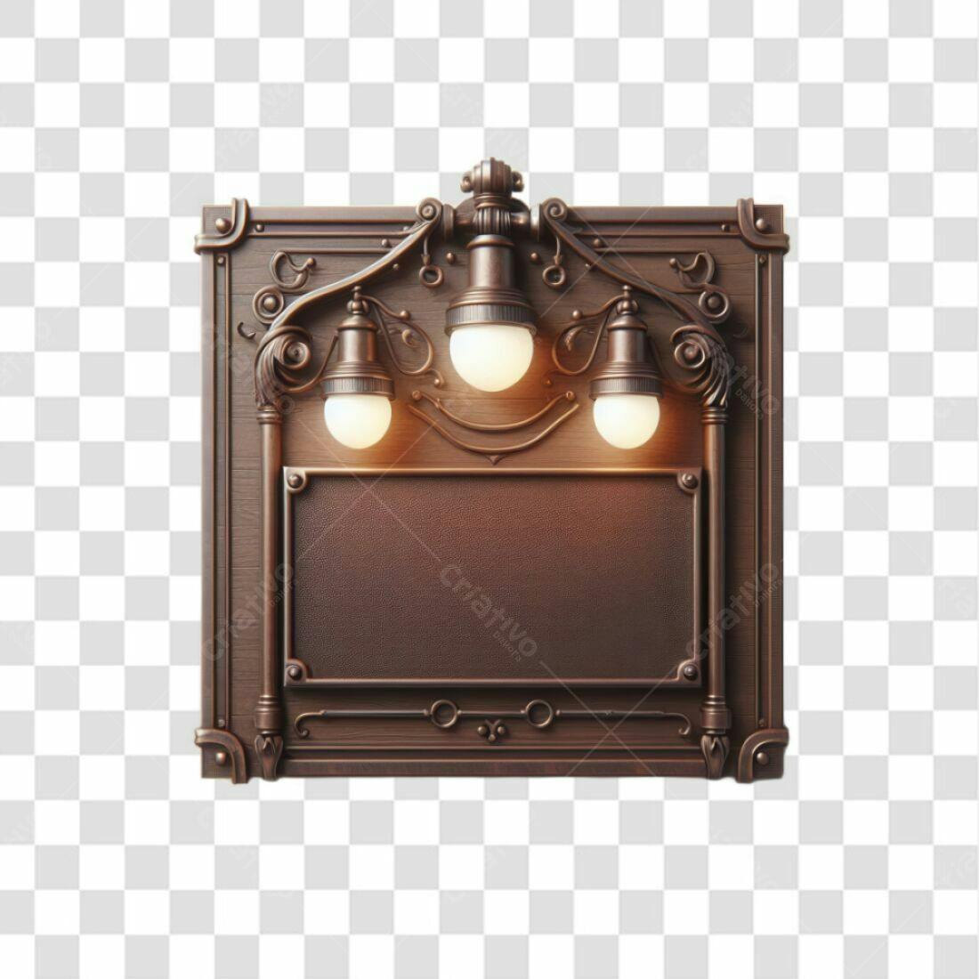 Placa decorativa estilo vintage PNG com fundo transparente