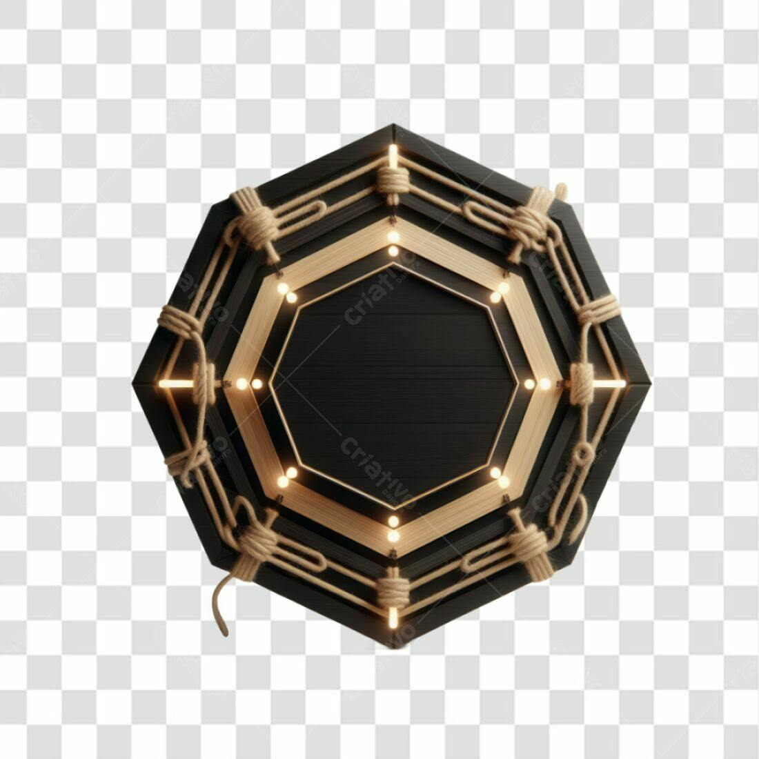 Moldura Octagonal em Madeira PNG com fundo transparente