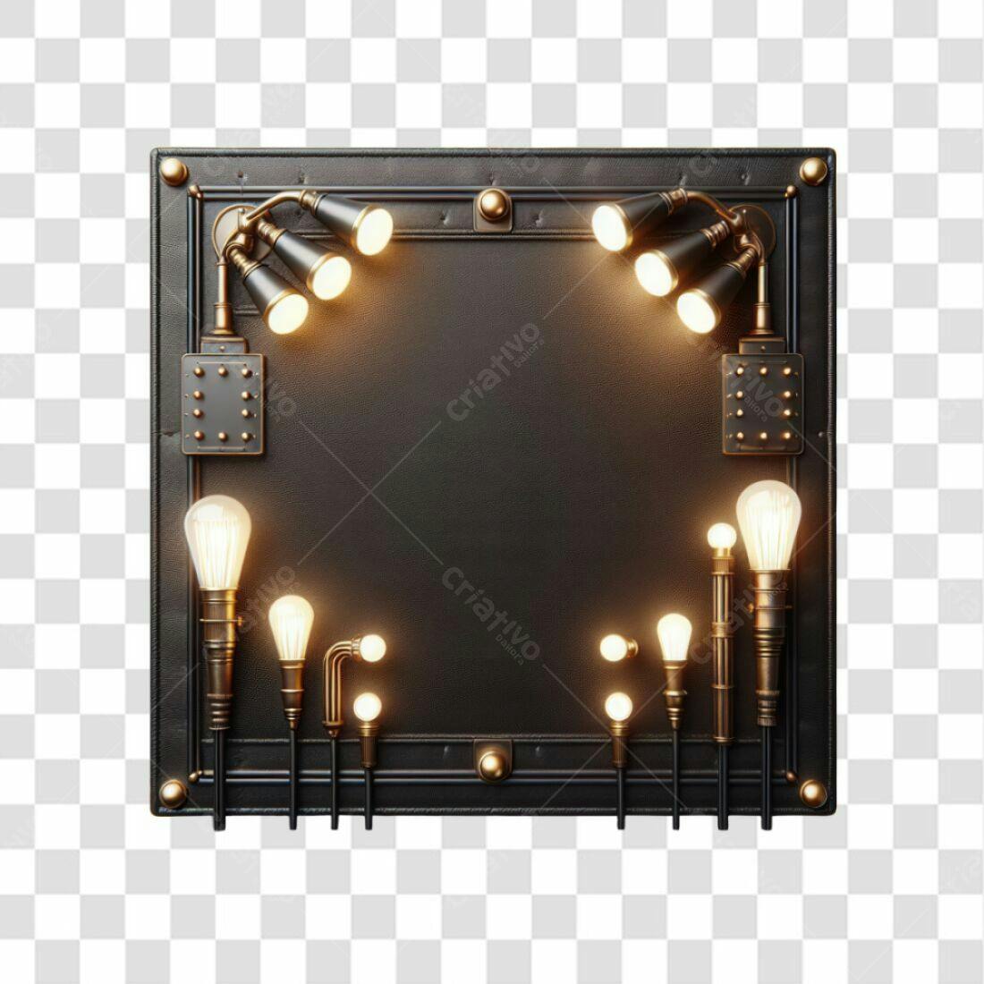 Moldura PNG com fundo transparente estilo steampunk