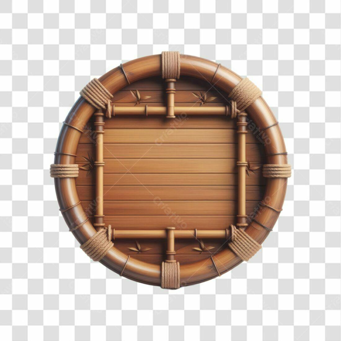 Moldura redonda bambu PNG com fundo transparente
