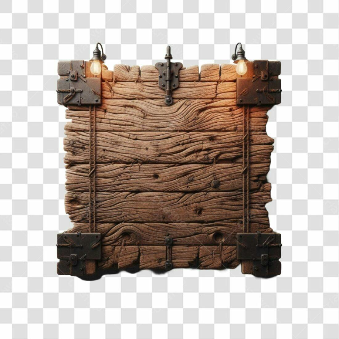 Placa de Madeira Rustica PNG com fundo transparente