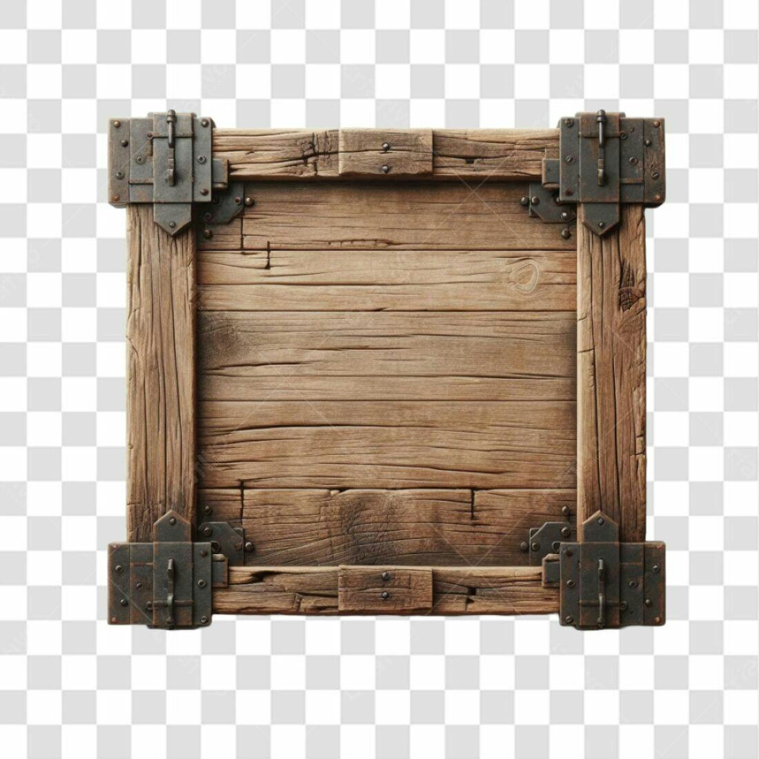 Quadro de madeira rústico PNG com fundo transparente