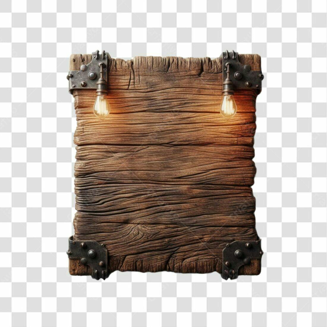Placa de Madeira Vintage PNG com fundo transparente