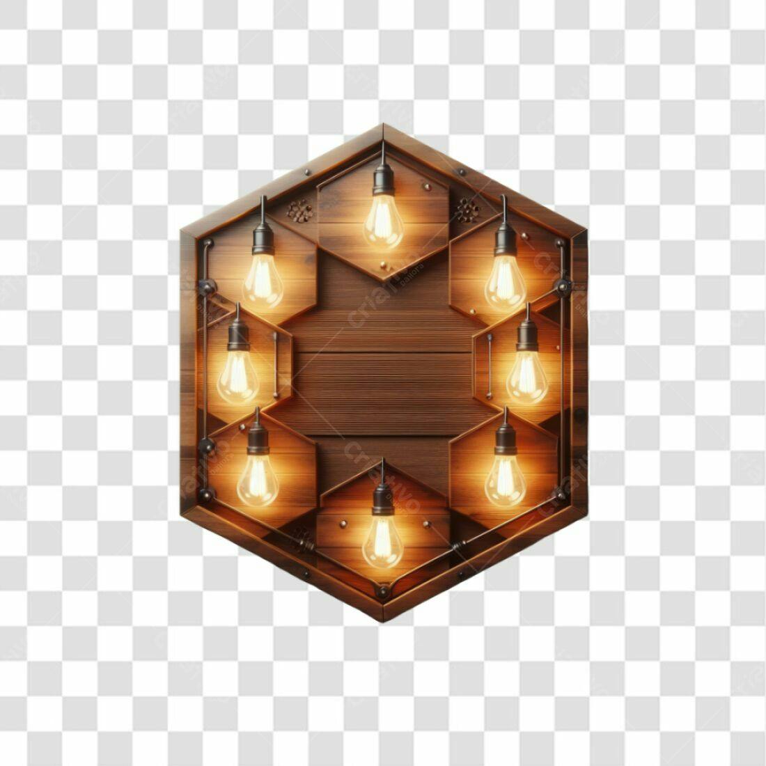 Selo Hexagonal com Lâmpadas PNG com fundo transparente