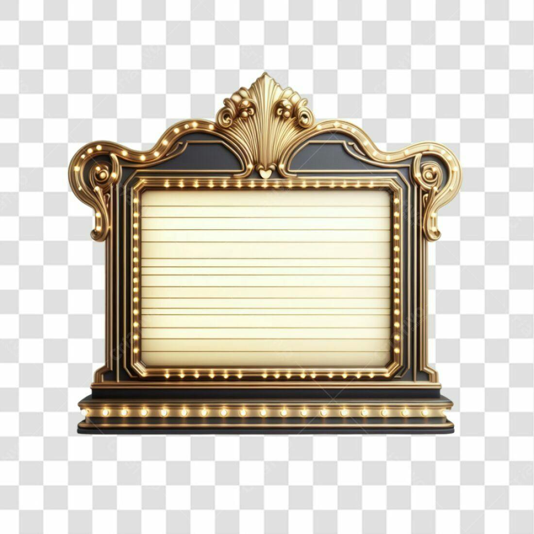 Quadro Vintage Ouro e Preto PNG com fundo transparente