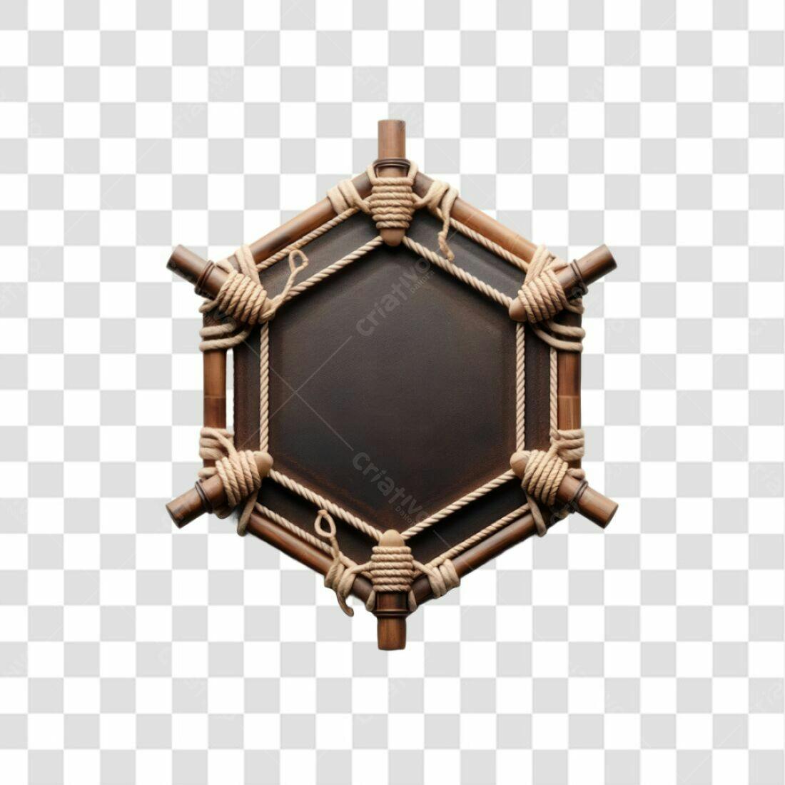 Moldura Hexagonal em Bambu PNG com fundo transparente