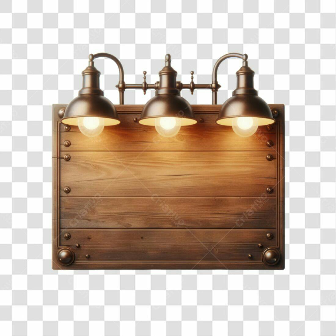 Placa de Madeira com Luzes PNG com fundo transparente