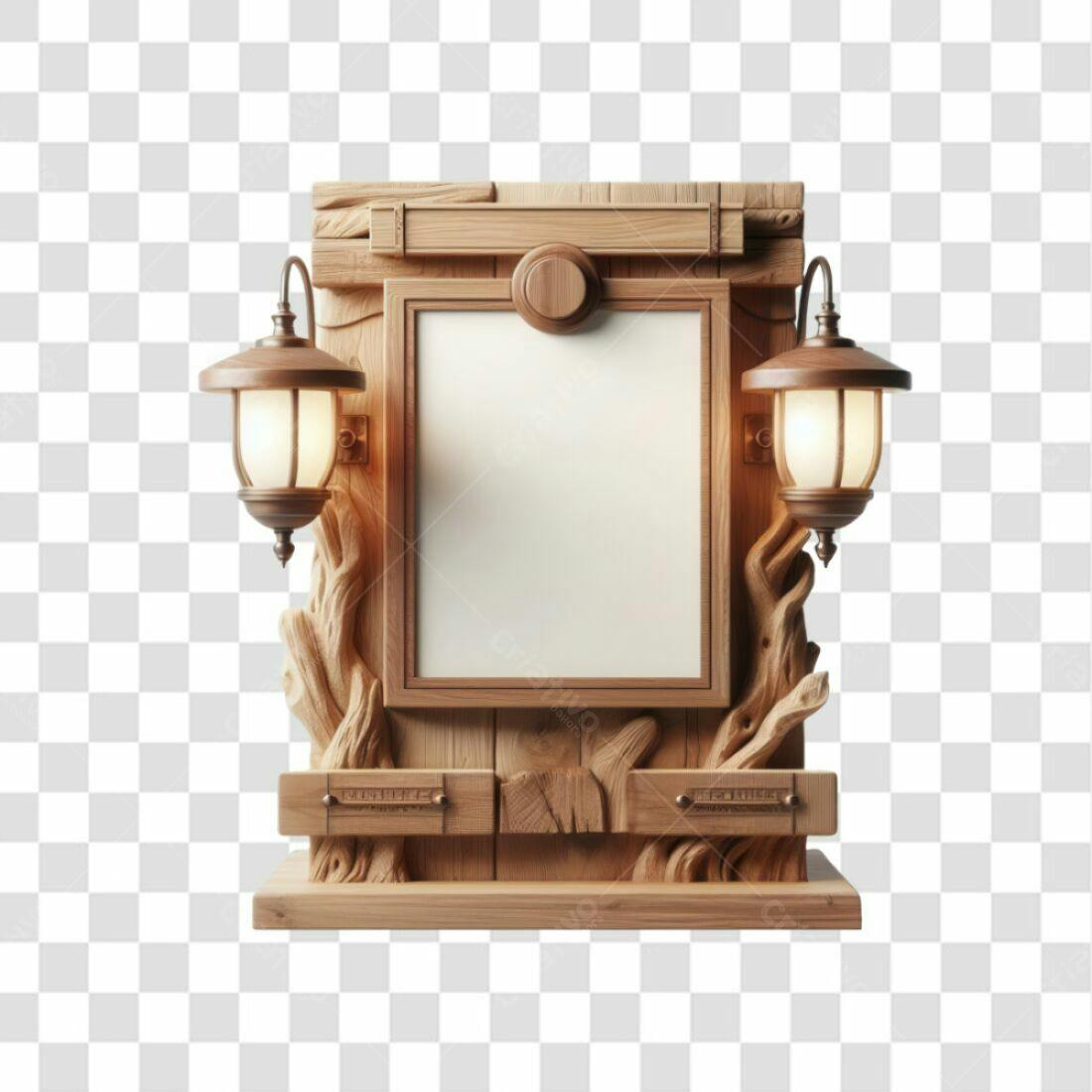 Moldura de madeira PNG com fundo transparente