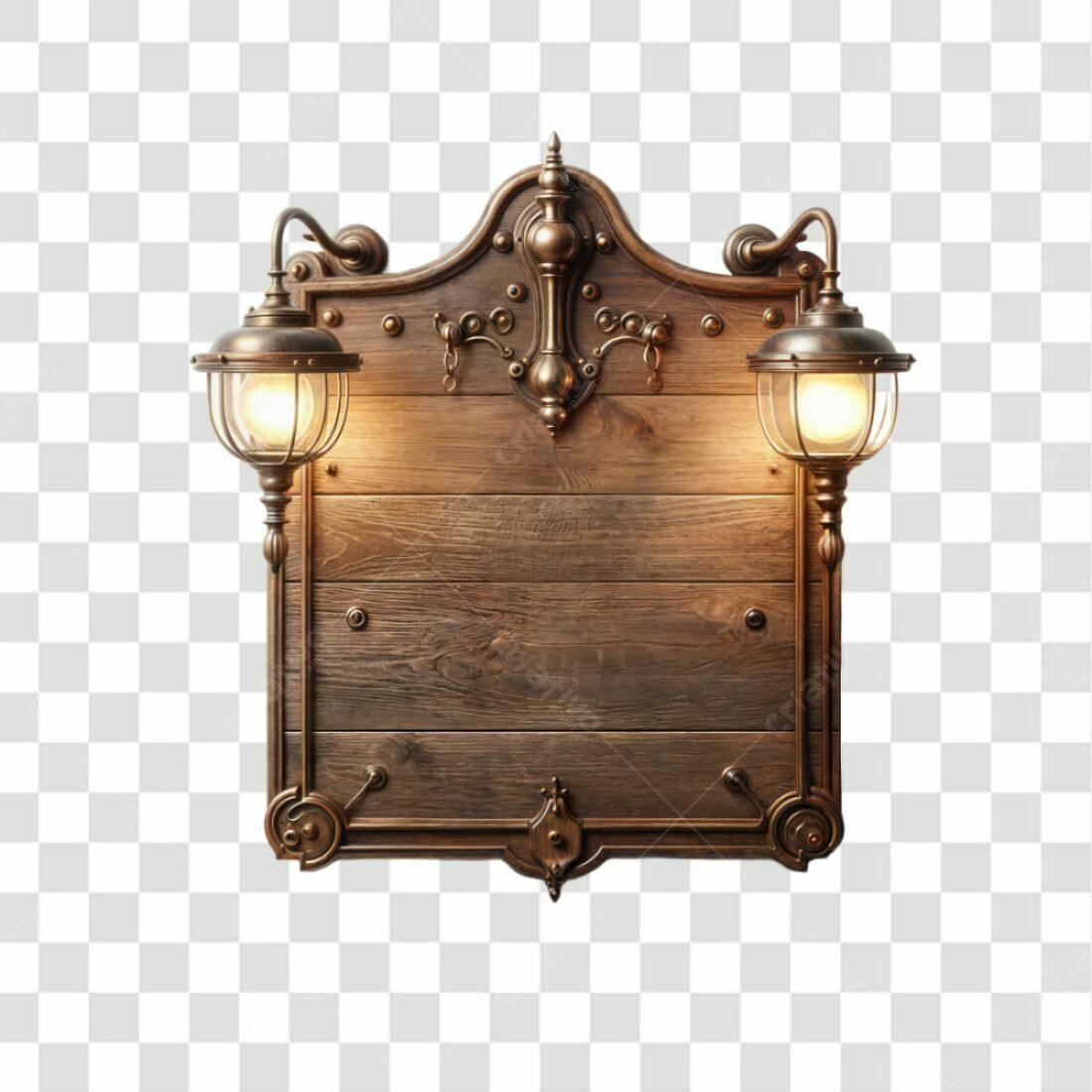 Placa de Madeira com Luzes PNG com fundo transparente