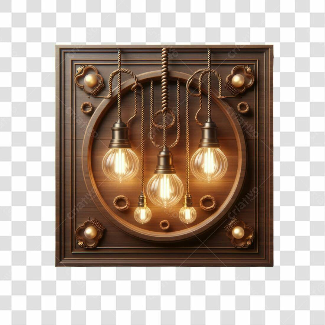 Quadro decorativo com lâmpadas PNG com fundo transparente
