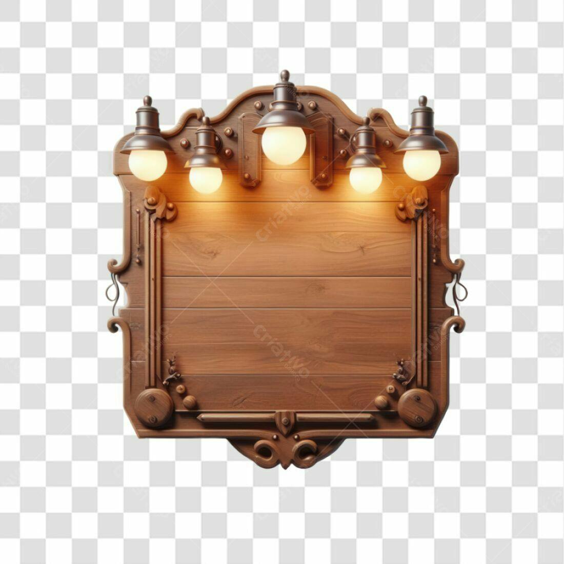 Placa de madeira rústica PNG com fundo transparente