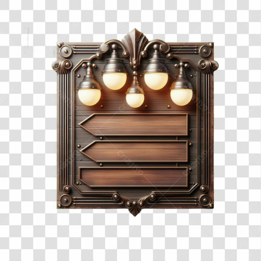 Placa de Madeira Vintage PNG com fundo transparente