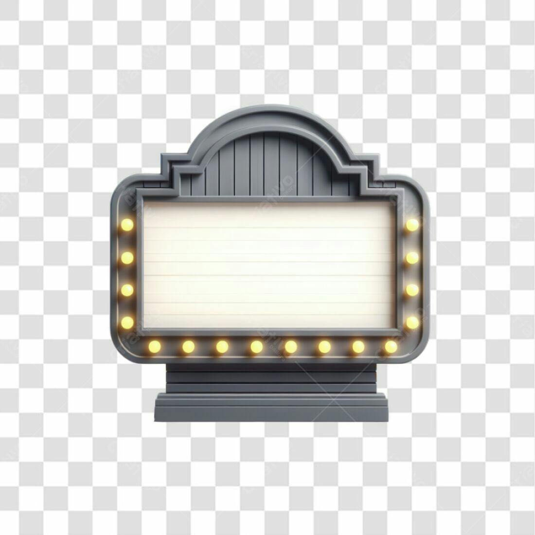 Painel luminoso retrô PNG com fundo transparente