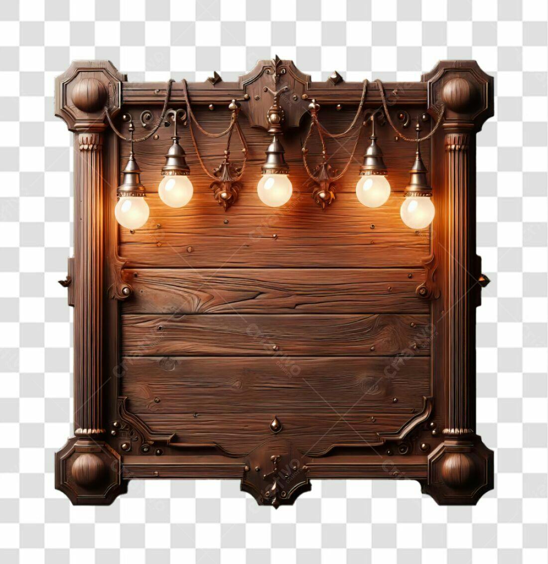 Banner de madeira vintage PNG com fundo transparente