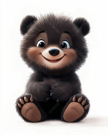 Imagem de um urso fofinho em formato 3d