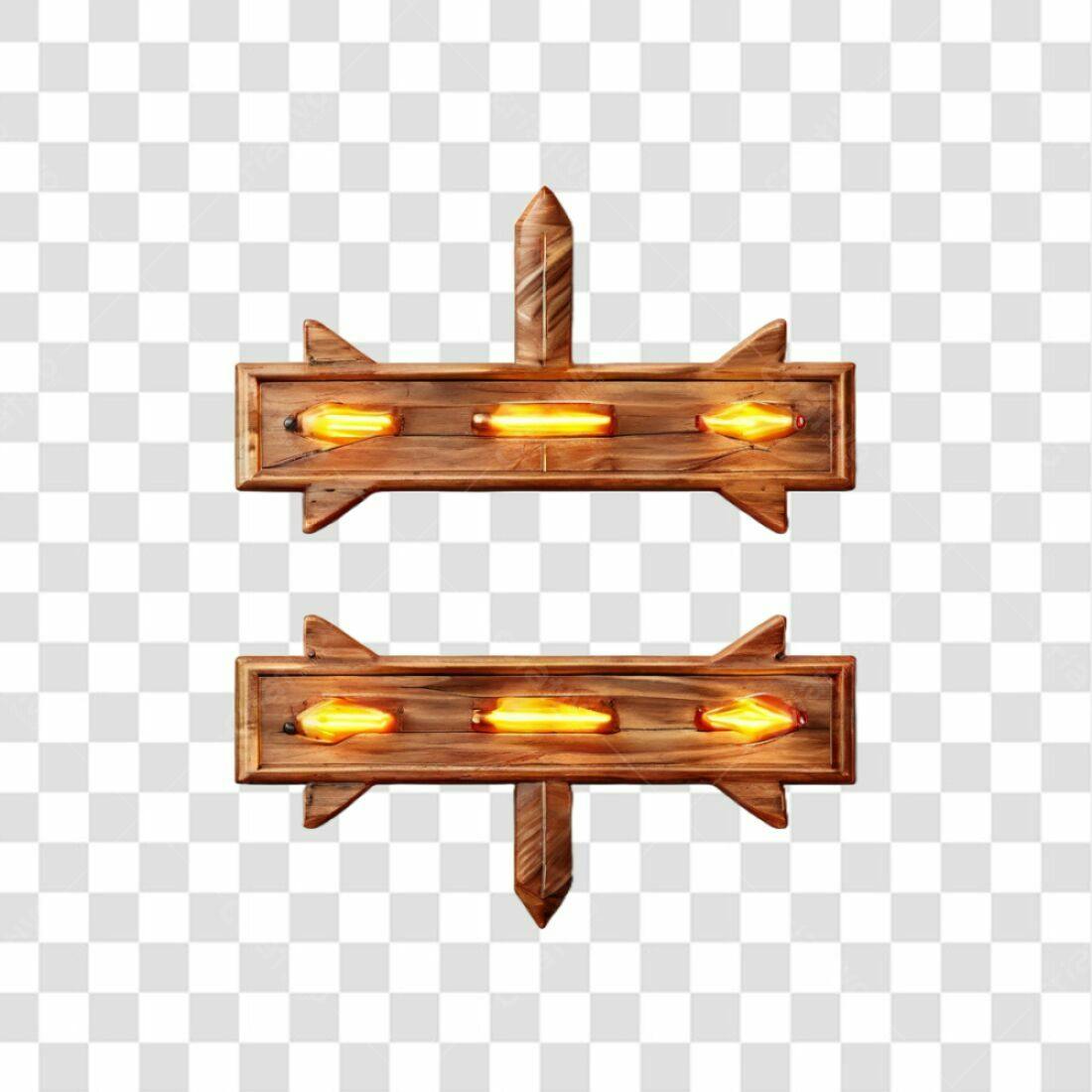 Icone de madeira com lâmpadas PNG com fundo transparente