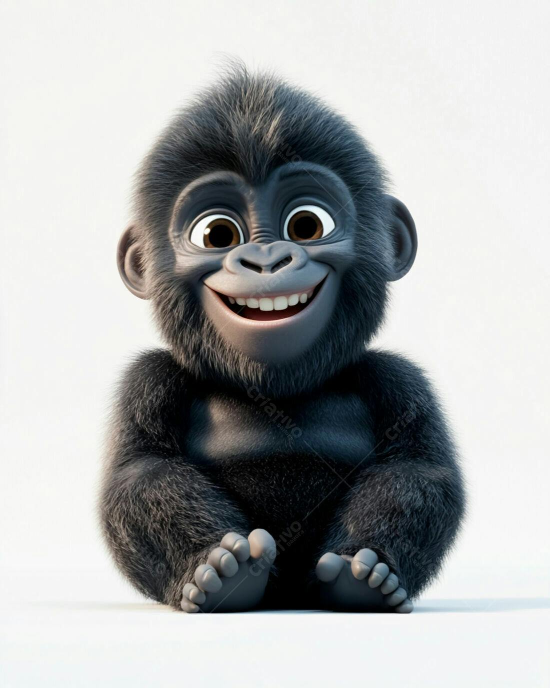Bebê Gorila Sorrindo Fofo Ilustração 3D