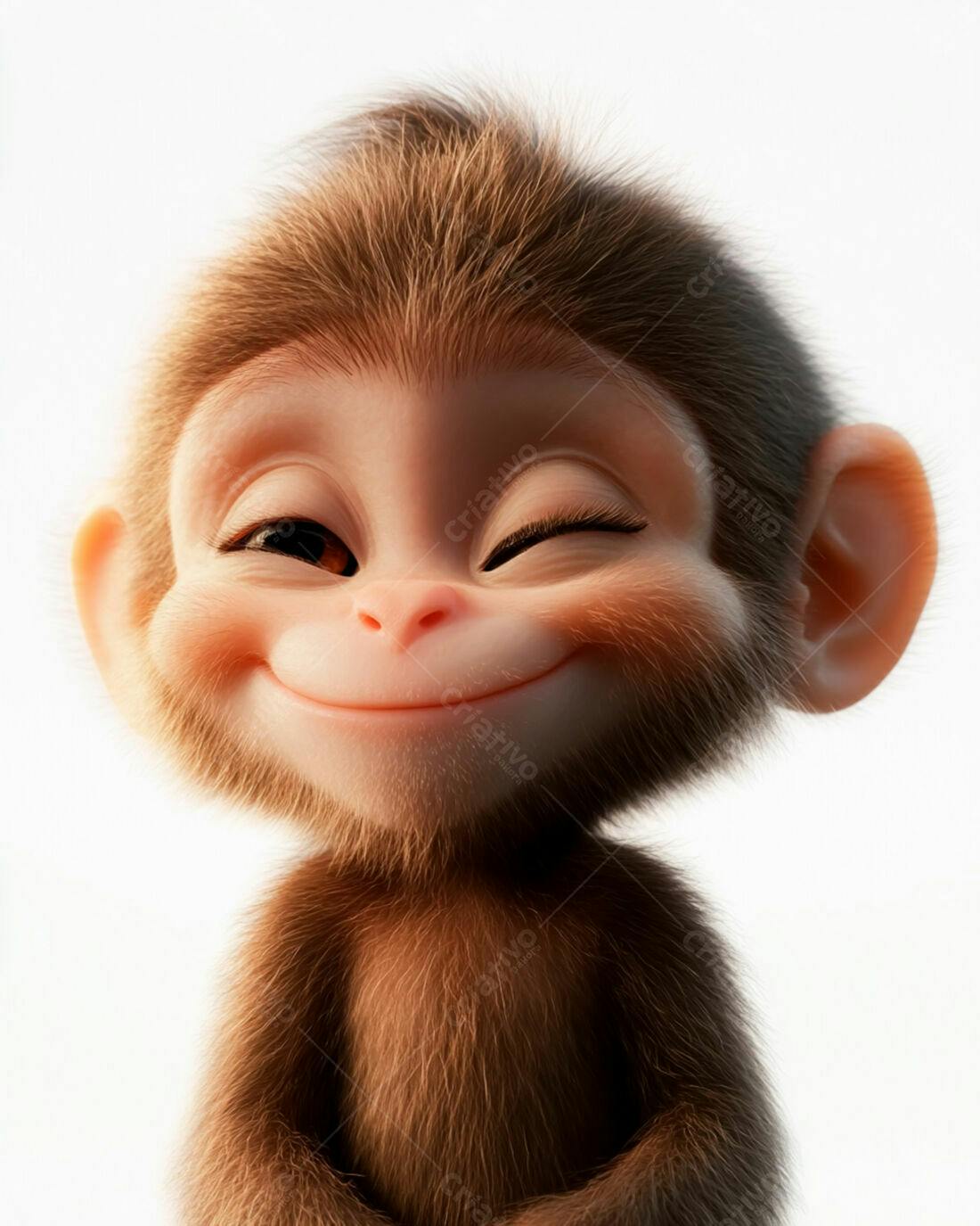 Macaco feliz piscando um olho
