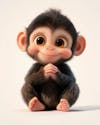 3d, cute, monkey, image.