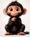 3d, cute, monkey, image