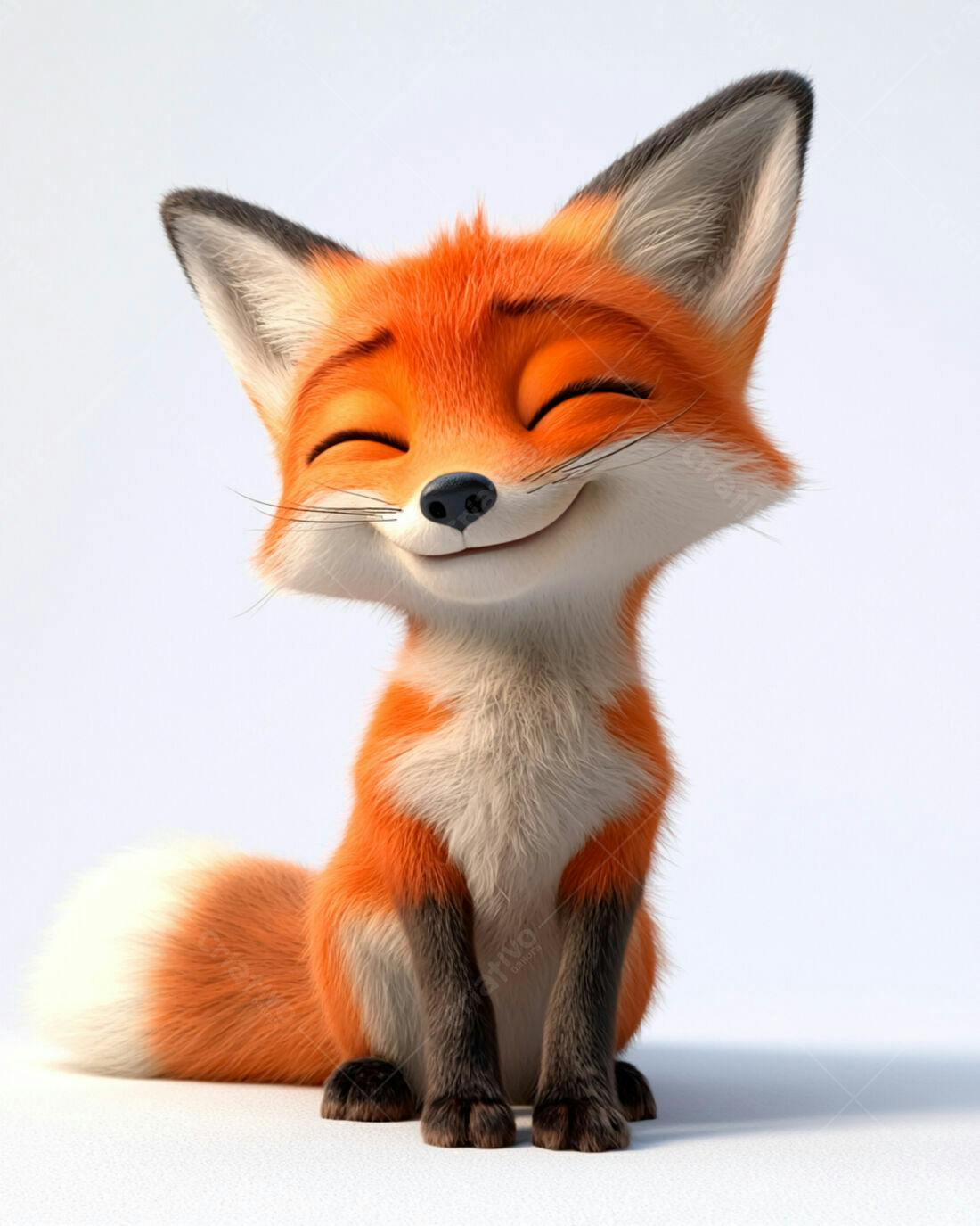 Raposa fofa sorrindo fundo branco