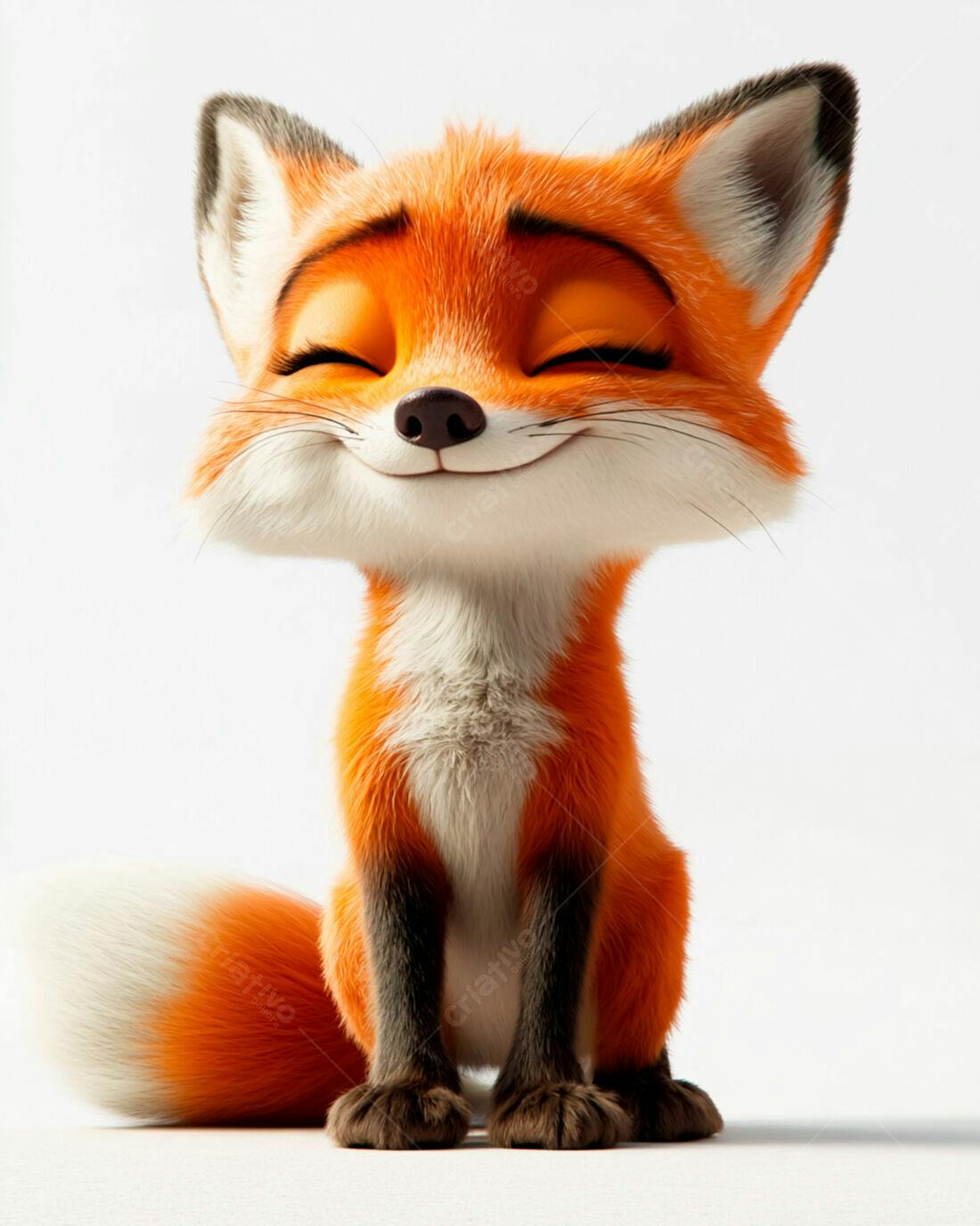 Raposa fofa sorrindo fundo branco
