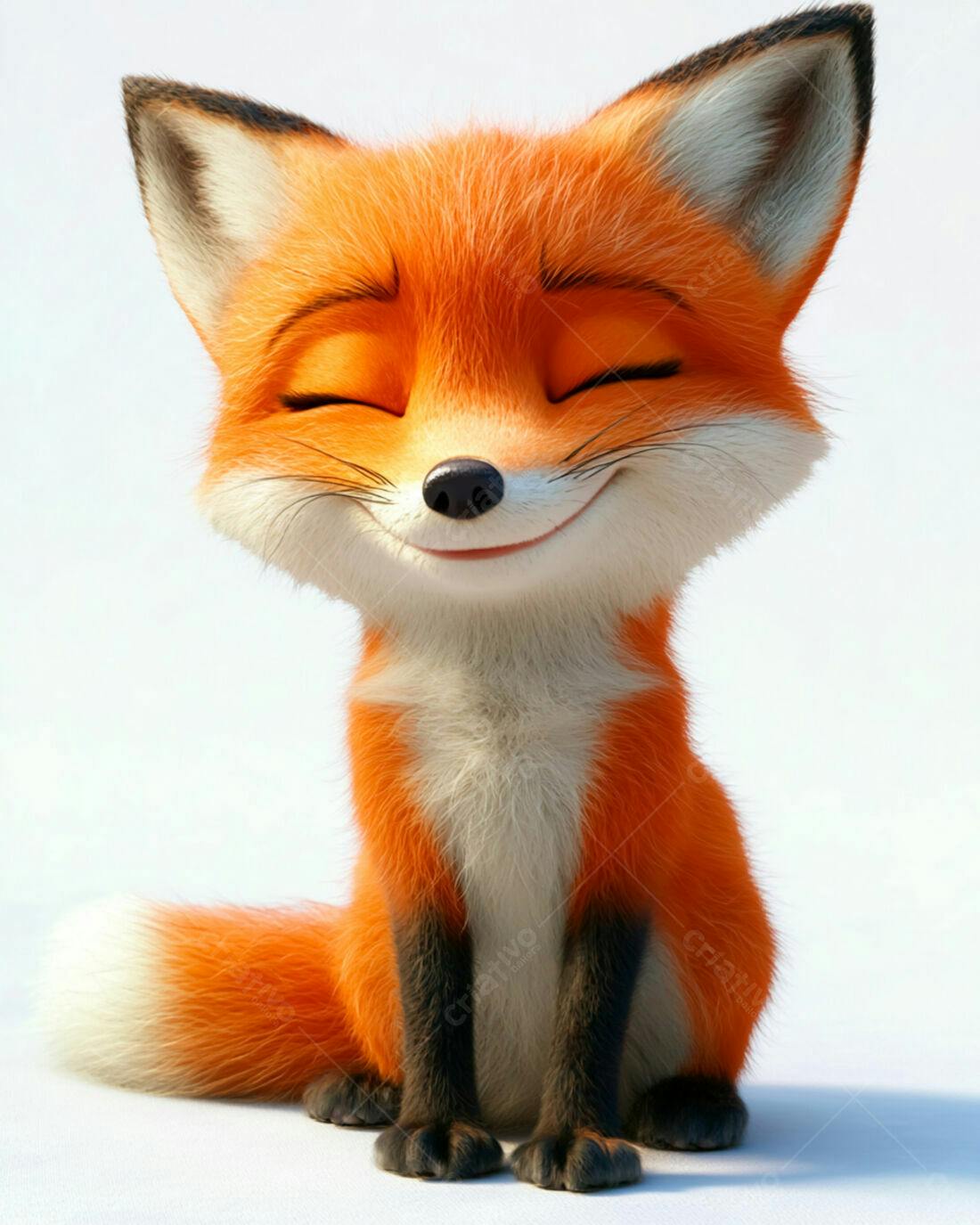 Raposa fofa sorrindo fundo branco