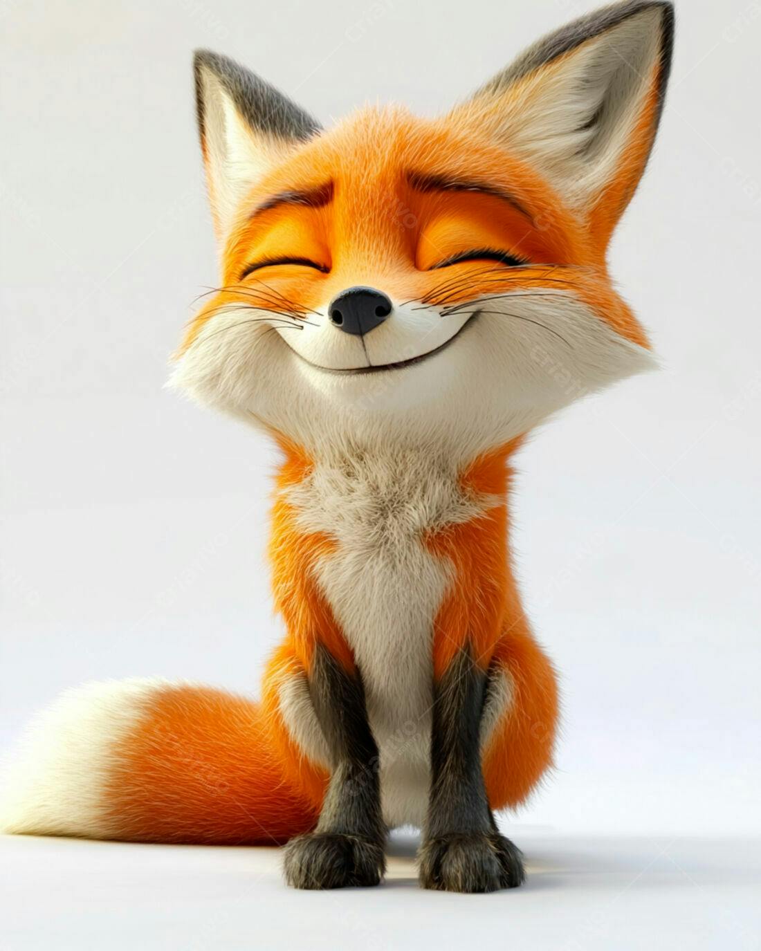 Raposa fofa sorrindo fundo branco