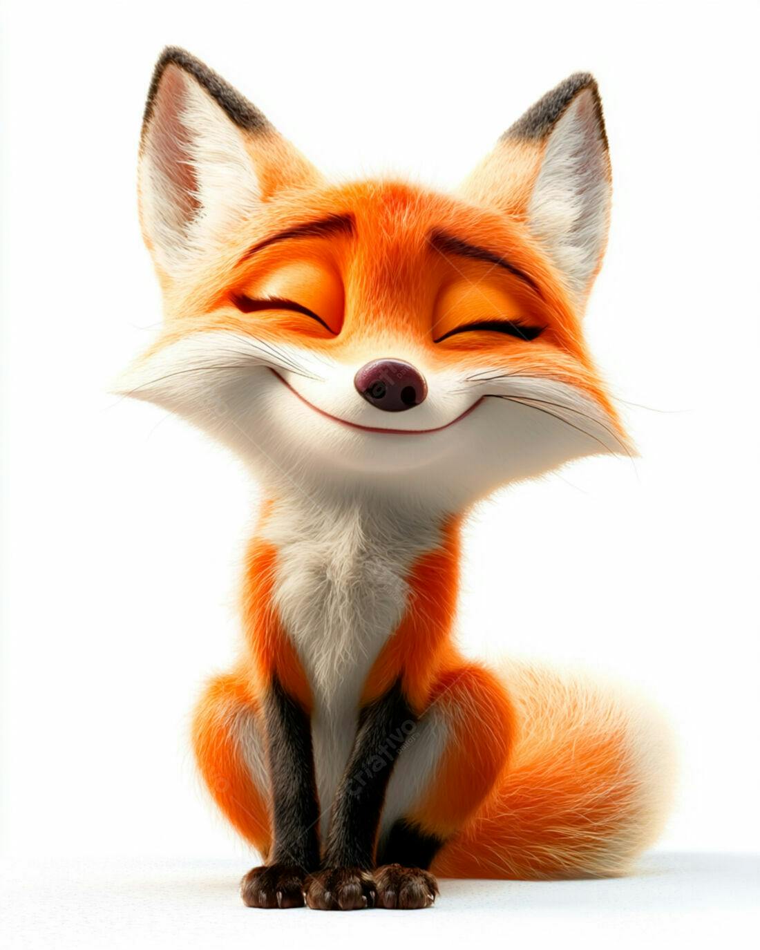 Raposa fofa sorrindo fundo branco