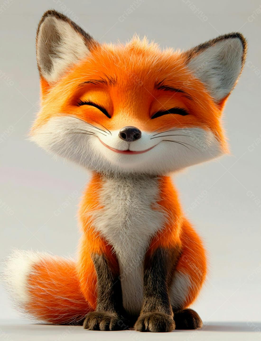 Raposa fofa sorrindo fundo branco